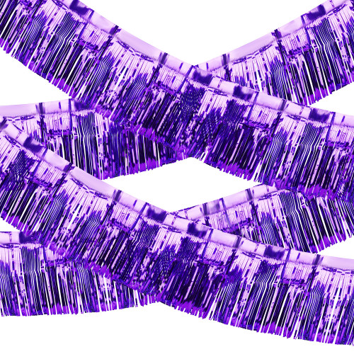 8 Pack Iridescent Float Fringe Curtains, Metallic Streamers Foil Fringe Garland Shiny Tassel Foil Float Parade Float Decorations for Trailer Car Graduation Homecoming Outdoor Indoor Party (Purple)