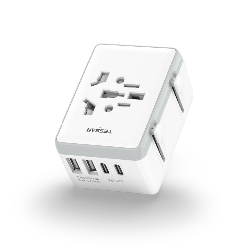 Universal Travel Adapter, TESSAN Worldwide Plug Adapter with 2 USB C & 2 USB A Ports, All-in-one International Travel Essentials Charger Outlet for US to Europe EU UK AUS (Type C/G/A/I) Universal Travel Adapter, TESSAN Worldwide Plug Adapter with 2 USB C & 2 USB A Ports, All-in-one International Travel Essentials Charger Outlet for US to Europe EU UK AUS (Type C/G/A/I)