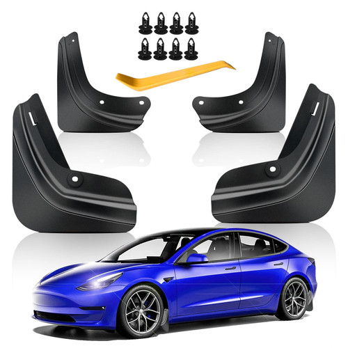 Limsas Mud Flaps for Model 3,Tesla Model 3 Accessories,No Drilling Required Mud Flaps Splash Guards, Compatible with 2019 2020 2021 2022 Model 3, Upgraded Version Front and Rear Mud Flaps, Set of 4