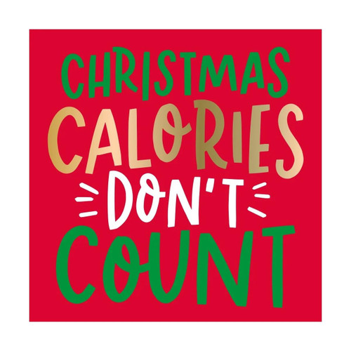 Christmas Napkins Funny Cocktail Napkins Disposable - Decorative Paper Napkins for Christmas Party Napkins - 'Christmas Cookies Don't Count' Christmas Napkins Beverage Napkins 5"x 5" Pk of 40