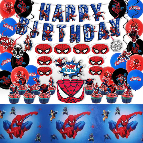 Birthday Party Supplies, Birthday Party Decorations Includes Tablecloth Splash Masks, Cupcake Toppers Banner Latex Balloons Superhero Birthday Decorations for Boys Birthday Party Supplies, Birthday Party Decorations Includes Tablecloth Splash Masks, Cupcake Toppers Banner Latex Balloons Superhero Birthday Decorations for Boys