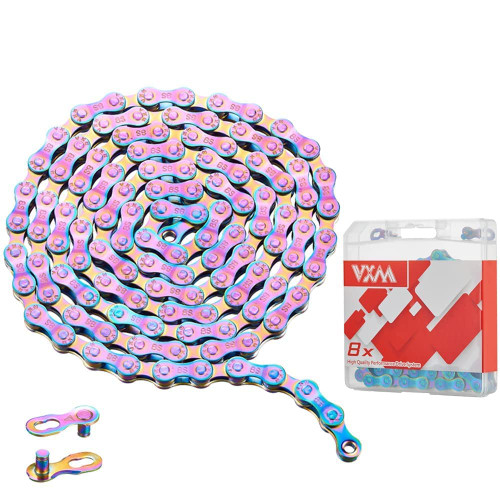 6/7/8 Speed Bike Chain Rainbow Chain for Bike 1/2" x11/128 116 Links Lightweight Bicycle Chain?Bike Chains MTN BTX MTB Mountain Bike Road Bicycle Chain