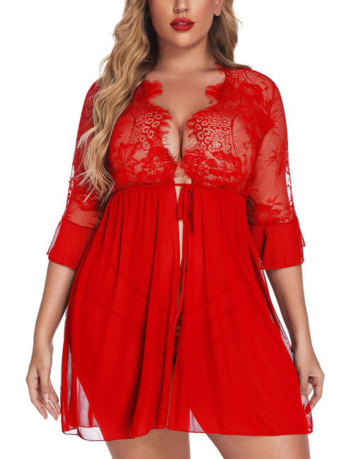 Avidlove Women Sexy Lingerie Plus Size Eyelash Lace Babydoll Deep V Nightwear Mesh Sheer Chemises Avidlove Women Sexy Lingerie Plus Size Eyelash Lace Babydoll Deep V Nightwear Mesh Sheer Chemises