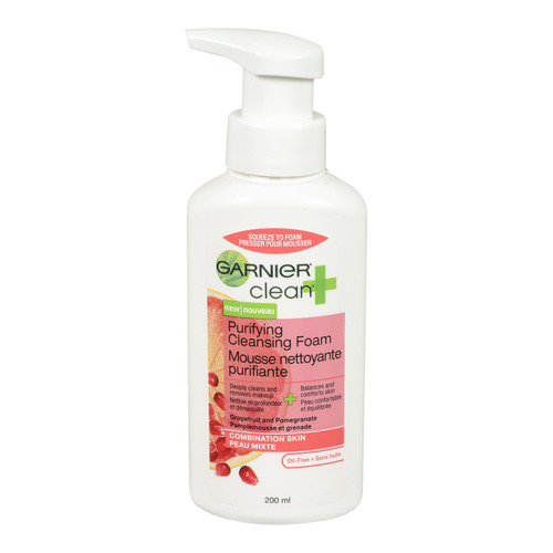 Garnier Clean+ Purifying Foam Cleanser For Combination Skin, 6.8 Fluid Ounces