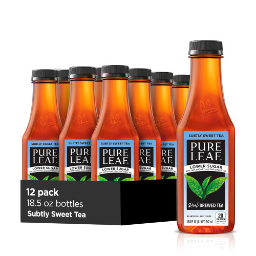 Pure Leaf Iced Tea, Subtly Sweet Tea, Lower Sugar, 18.5 Ounce Bottles (Pack of 12) Pure Leaf Iced Tea, Subtly Sweet Tea, Lower Sugar, 18.5 Ounce Bottles (Pack of 12)