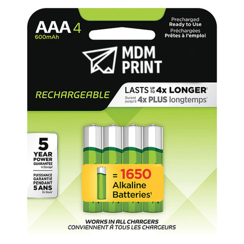 Precharged Recharg. Battery, AAA, NiMh, PK4