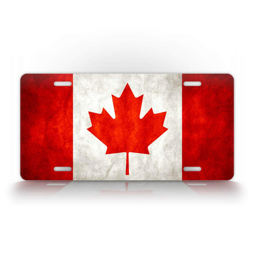 SignsAndTagsOnline Canada Flag License Plate Maple Leaf Red & White Canadian Auto Tag