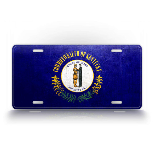 SignsAndTagsOnline Kentucky Weathered Metal Flag License Plate Antique KY State Flag Auto Tag
