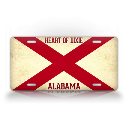 SignsAndTagsOnline Alabama Flag Heart of Dixie License Plate Textured AL State Auto Tag