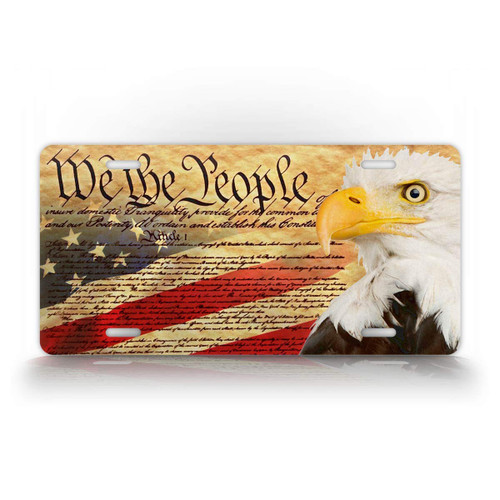 SignsAndTagsOnline We The People Patriotic License Plate USA Constitution Eagle American Flag Auto Tag