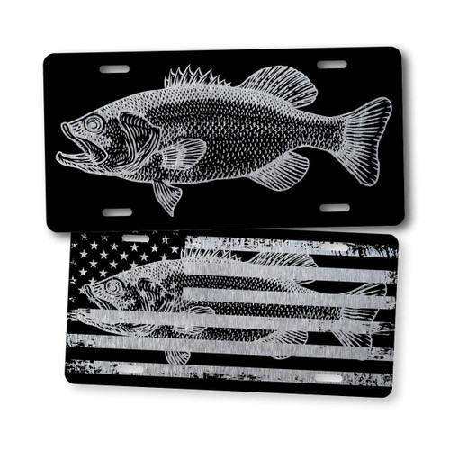 SignsAndTagsOnline Bass Fishing License Plate Largemouth Bass Silhouette American Flag Silver Auto Tag SignsAndTagsOnline Bass Fishing License Plate Largemouth Bass Silhouette American Flag Silver Auto Tag