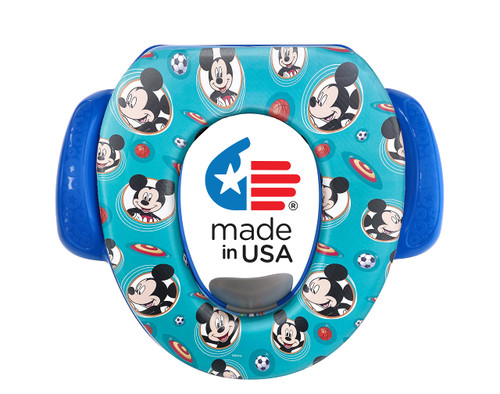 Disney Mickey Mouse "Happy Days" Soft Potty Seat (Black Saddle) and Potty Training Seat - Soft Cushion, Baby Potty Training, Safe, Easy to Clean