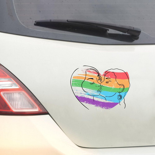 Swavecat Lesbian Women Kissing Decal for Car Vinyl Sticker Pride Parade LGBTQ Car Decal Sticker Love Equality Rights Rainbow Car Truck Decals for Truck Window Bumper Sticker