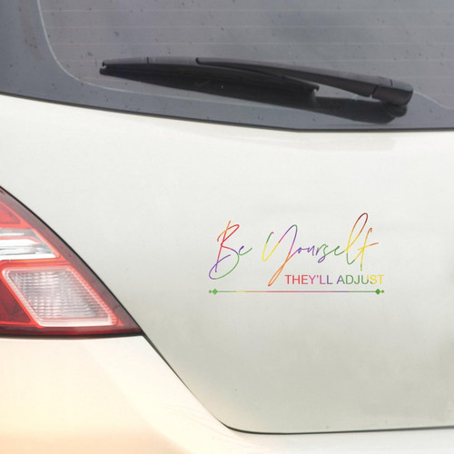 Swavecat Be Yourself They'll Adjust Window Sticker Decal Love Equality Rights Rainbow Stickers for Car Vinyl Decal Lesbian LGBTQ Decals Bumper Stickers for Truck Bumper Window Laptop