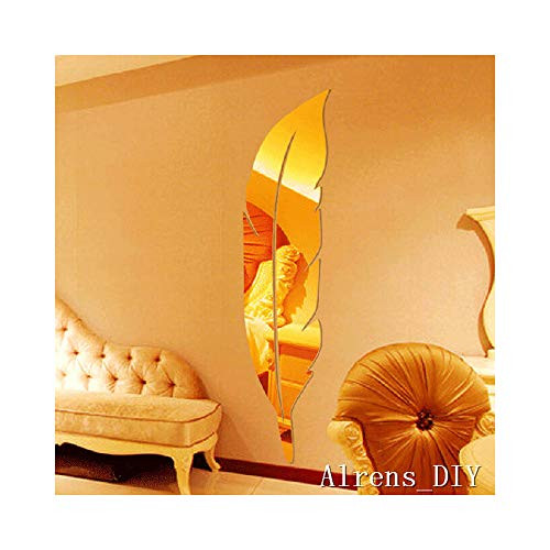 Alrens_DIY(TM) 6pcs=1 Feather Mirror Surface Crystal Wall Stickers DIY Acrylic 3D Home Decal Living Room Murals Wall Paper Decor adesivo de parede Silver&Gold (Gold) Alrens_DIY(TM) 6pcs=1 Feather Mirror Surface Crystal Wall Stickers DIY Acrylic 3D Home Decal Living Room Murals Wall Paper Decor adesivo de parede Silver&Gold (Gold)
