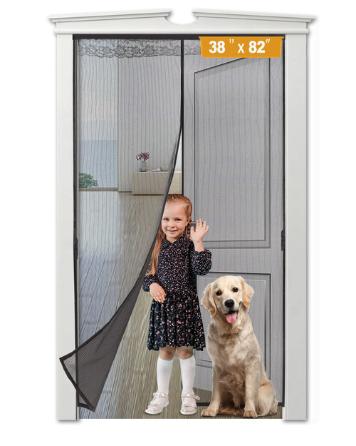 Upgraded Magnetic Screen Door -Thicker 225g/? Fiberglass Screen Door Mesh Magnetic Closure, Heavy Duty Door Net Screen with Magnet,Door Curtain for Single Front Door (38x82 Inch)