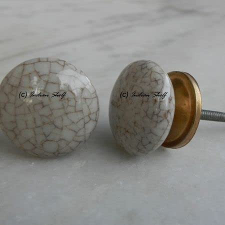 Indian Shelf 4 Pieces Dresser Knobs for Kids | Crackle Dresser Knobs and Pulls | Furniture Drawer Pulls Cream | Decorative Door Knobs Ceramic | Cabinet Knobs Unique | Flower Knobs for Dresser Drawers