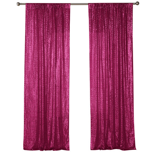 Sugargirl Fuchsia Sequin Backdrop Curtain 2 Panels 2FTx8FT Glitter Fuchsia Background Drapes Sparkle Photography Backdrop for Party Wedding Birthday Wall Decoration