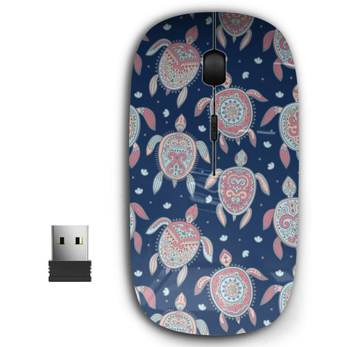 2.4G Ergonomic Portable USB Wireless Mouse for PC, Laptop, Computer, Notebook with Nano Receiver ( Tribal Turtle )