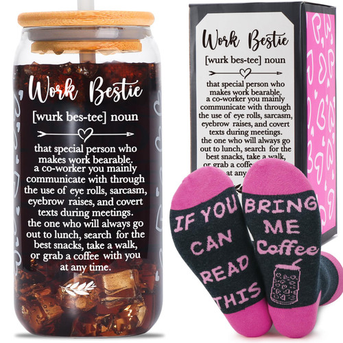 Work Bestie Gifts for Women Coworker - Coworker Gifts for Women - Farewell Leaving Goodbye Gifts for Coworker Friends, Going Away Gifts for Coworker, Coworker Birthday Gifts for Women - 20oz Glass Cup Work Bestie Gifts for Women Coworker - Coworker Gifts for Women - Farewell Leaving Goodbye Gifts for Coworker Friends, Going Away Gifts for Coworker, Coworker Birthday Gifts for Women - 20oz Glass Cup