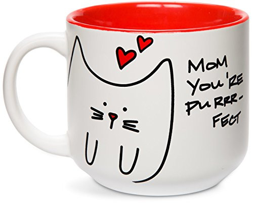 Pavilion Gift Company Blobby Cat, Funny Cat Mom You're Purrr-Fect, 18oz Mug, Red