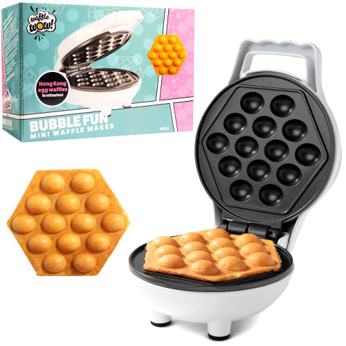 Bubble Mini Waffle Maker - Make Breakfast Special w/Tiny Hong Kong Egg Style Design, 4" Individual Waffler Iron, Electric Non Stick Breakfast Appliance for Ice Cream Treat or Desserts, Fun Gift Bubble Mini Waffle Maker - Make Breakfast Special w/Tiny Hong Kong Egg Style Design, 4" Individual Waffler Iron, Electric Non Stick Breakfast Appliance for Ice Cream Treat or Desserts, Fun Gift