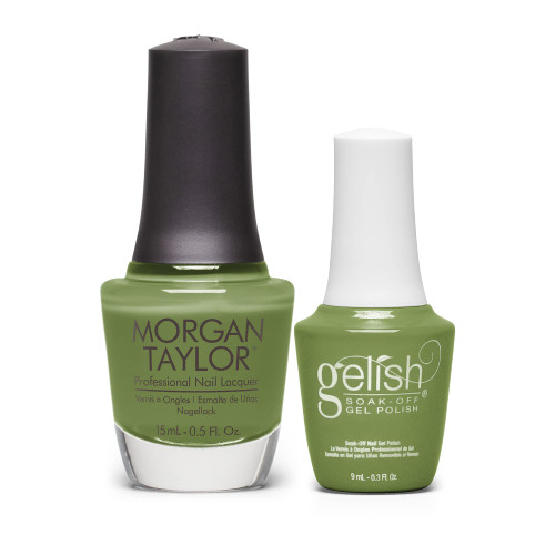 Gelish and Morgan Taylor Spring Gel and Nail Polish Duos Pure Beauty Collection (Leaf It All Behind), Green Nail Polish Kit, Green Gel Nail