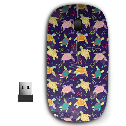 2.4G Ergonomic Portable USB Wireless Mouse for PC, Laptop, Computer, Notebook with Nano Receiver ( Sea Turtles Algae )