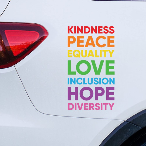Guangpat Kindness Peace Equality Love Car Window Stickers Gender Equality LGBTQ Gay Pride Lesbian Car Decal Window Decal Rainbow Personalized Vinyl Car Stickers Decal Funny Bumper Stickers for Laptop