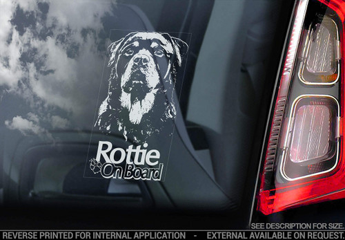 Rottweiler Clear Decal Sticker for Car Window, Rottie on Board Beware of The Dog Sign Bumper Decal