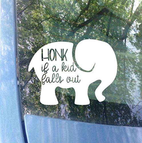 Funny Honk if a Kid Falls Out Elephant Car Decal, Bumper Sticker, Funny Mom Dad Decal, Minivan Sticker, Van Decal, Baby Shower, Big Family