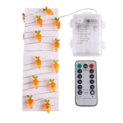Ochine Easter String Lights Easter Decorations Easter Bunny Rabbit Carrot String Lights Battery Operated 6.6 Ft 20 LED Waterproof Fairy Light for Easter Indoor Outdoor Home Bedroom Garden Party Decor