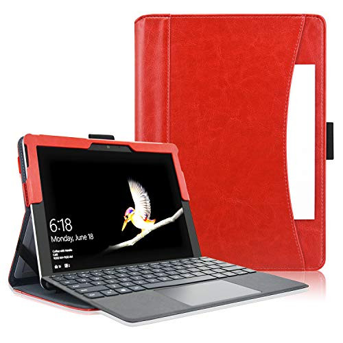 Surface Go Case, ACdream Multiple Angle Viewing with Pocket Business Cover Case for Microsoft Surface Go Tablet 2018 Release (Compatible with Surface Go Type Cover Keyboard), (Red)