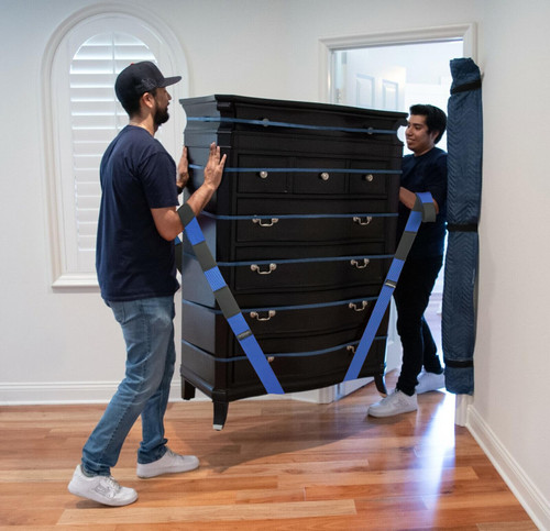 Moving Straps, 2-Person Lifting and Moving System with 12 Comfortable Thickened Sponge Pads, Lifting Straps for Moving Furniture, Appliances, Mattresses, Heavy Objects up to 800 lbs, Blue