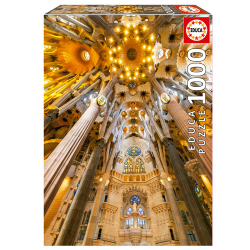 Educa - Modernism - Sagrada Familia Interior - 1000 Piece Jigsaw Puzzle - Puzzle Glue Included - Completed Image Measures 26.77" x 18.9" - Ages 14+ (19614)