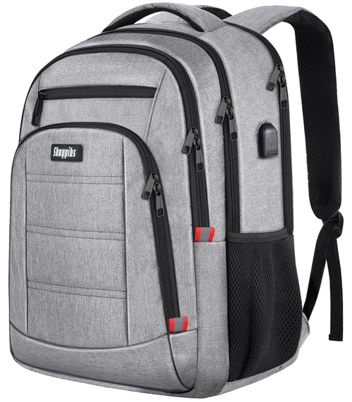 Backpack for Men Women, Travel School Backpacks for Teen Boys, Bookbag with USB Charging Port, Anti Theft College Students Backpack Fits 15.6 Inch Laptop, Casual Work Business Back Pack, Grey