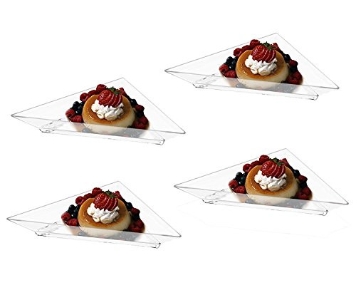 Mini Clear Plastic Triangle Dessert Appetizer Plates. Pack Includes 96 Tasting Sampling Hors D'oeuvres Disposable Dishes.