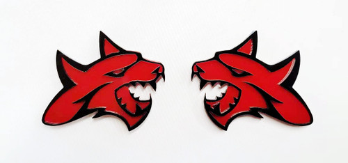 Usudu Pair 3D Raised Coyotes Car Auto Emblem Badges Nameplate (Black Red)