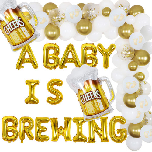 Baby Is Brewing Baby Shower Decorations, Diaper Party Decor with Beer Mug Foil Balloons for Gender Reveal Party Pregnancy Celebration Baby Is Brewing Baby Shower Decorations, Diaper Party Decor with Beer Mug Foil Balloons for Gender Reveal Party Pregnancy Celebration