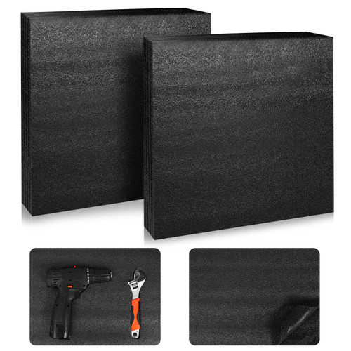Frienda 2 Pcs Customizable Polyethylene Foam Sheet Black Foam Inserts for Cases Packaging Foam Thick Foam Sheets for Packing Decoration Shipping Crafts Supplies, 12 x 12 x 1.5 Inches