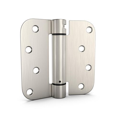Pack of 2 goldenwarm 4 inch Door Hinges Satin Nickel Self-Closing Spring Door Hinges - Heavy-Duty Spring Hinges for Interior and Exterior Doors, 5/8" Radius Corners