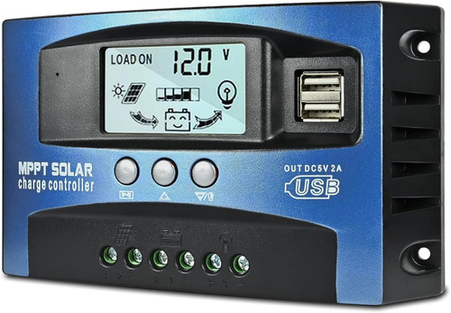 [2023 Upgraded] 30A MPPT Solar Charge Controller, 12V/ 24V Solar Panel Intelligent Regulator with Adjustable LCD Display Dual USB Port Timer Setting Auto Parameter