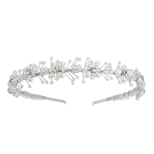 SWEETV Silver Bridal Headband Crystal Tiara for Women Pearl Wedding Headpieces for Bride Hair Accessories for Prom Birthday Party SWEETV Silver Bridal Headband Crystal Tiara for Women Pearl Wedding Headpieces for Bride Hair Accessories for Prom Birthday Party