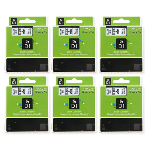 6-Pack Dymo D1 Label Tape Compatible for DYMO 45013 LabelManager 160 280 210D 360D 420P Wireless PnP 220P 260P 450D 500TS 450DUO Label Maker1