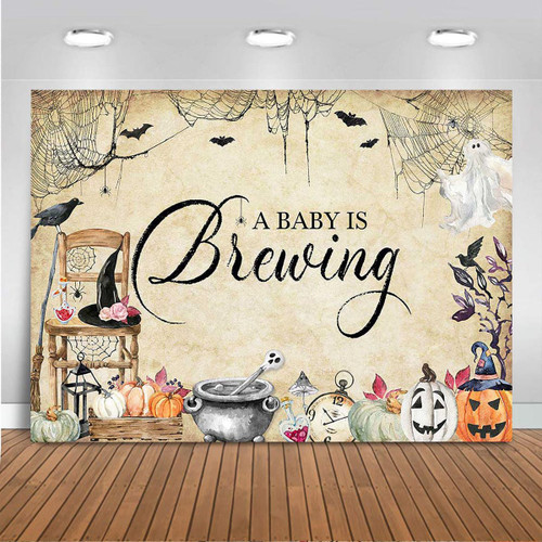 Mocsicka Halloween Baby Shower Backdrop Witch Magic A Baby is Brewing Photography Background Halloween Theme Cute Boo Cake Table Decorations Banner Photobooth Supplies (7x5ft) Mocsicka Halloween Baby Shower Backdrop Witch Magic A Baby is Brewing Photography Background Halloween Theme Cute Boo Cake Table Decorations Banner Photobooth Supplies (7x5ft)
