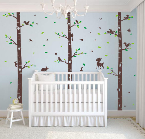 MAFENT Tree Wall Decals 96" Birch Tree Wall Decal Jungle Forest Tree Decals with Animal Wall Stickers Rabbit Owl Squirrel Deer Wall Art Sticker for Baby Kids Nursery Bedroom Living Room Classroom Decorations (Brown, Green) MAFENT Tree Wall Decals 96" Birch Tree Wall Decal Jungle Forest Tree Decals with Animal Wall Stickers Rabbit Owl Squirrel Deer Wall Art Sticker for Baby Kids Nursery Bedroom Living Room Classroom Decorations (Brown, Green)