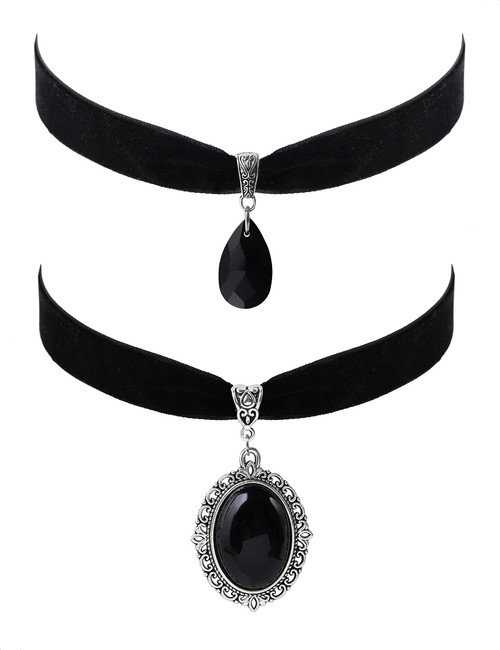 Sacina Set 2 Piece Gothic Vintage Black Victorian Neckaces, Black Velvet Choker, Steampunk Necklace, Goth Jewelry Gift for Women, Christmas Gift for Girls, Mother, Friends... Sacina Set 2 Piece Gothic Vintage Black Victorian Neckaces, Black Velvet Choker, Steampunk Necklace, Goth Jewelry Gift for Women, Christmas Gift for Girls, Mother, Friends...