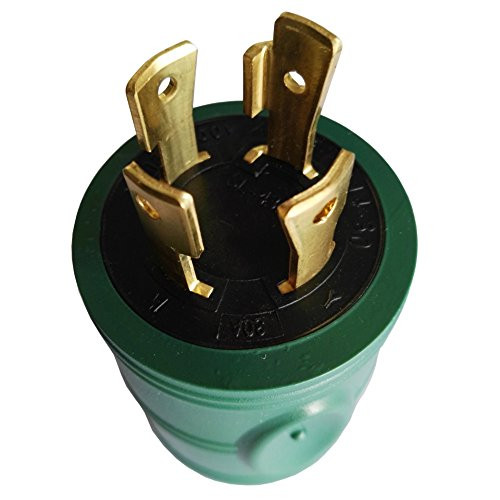 Parkworld 691784 30 AMP Power Adapter 4-Prong Generator Locking L14-30P Male Plug to RV TT-30R Female Receptacle, Green