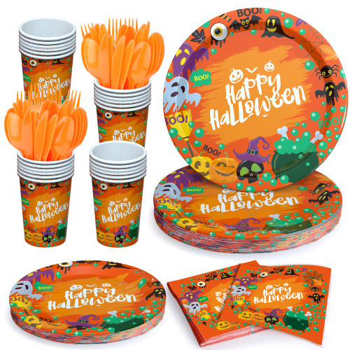 LAIEMS Halloween Party Supplies Paper Plates Cup Napkins Serve 24 168 PCS Disposable Dinnerware Set Halloween Themed Pumpkin Orange Tableware Paper Goods for Kids Halloween Party LAIEMS Halloween Party Supplies Paper Plates Cup Napkins Serve 24 168 PCS Disposable Dinnerware Set Halloween Themed Pumpkin Orange Tableware Paper Goods for Kids Halloween Party