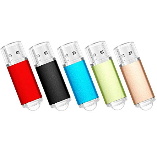 TosMemo 16GB USB 2.0 Flash Drive 16GB Thumb Drive Memory Stick Jump Drive 5Pack (Black/Green/Rose Gold/Red/Light Blue)